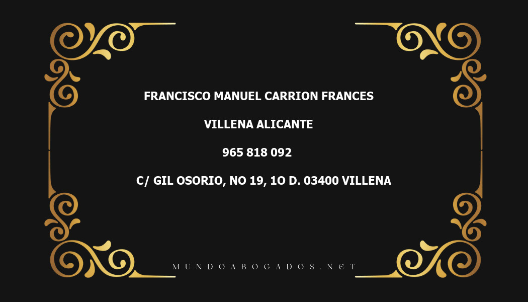 abogado Francisco Manuel Carrion Frances en la localidad de Villena