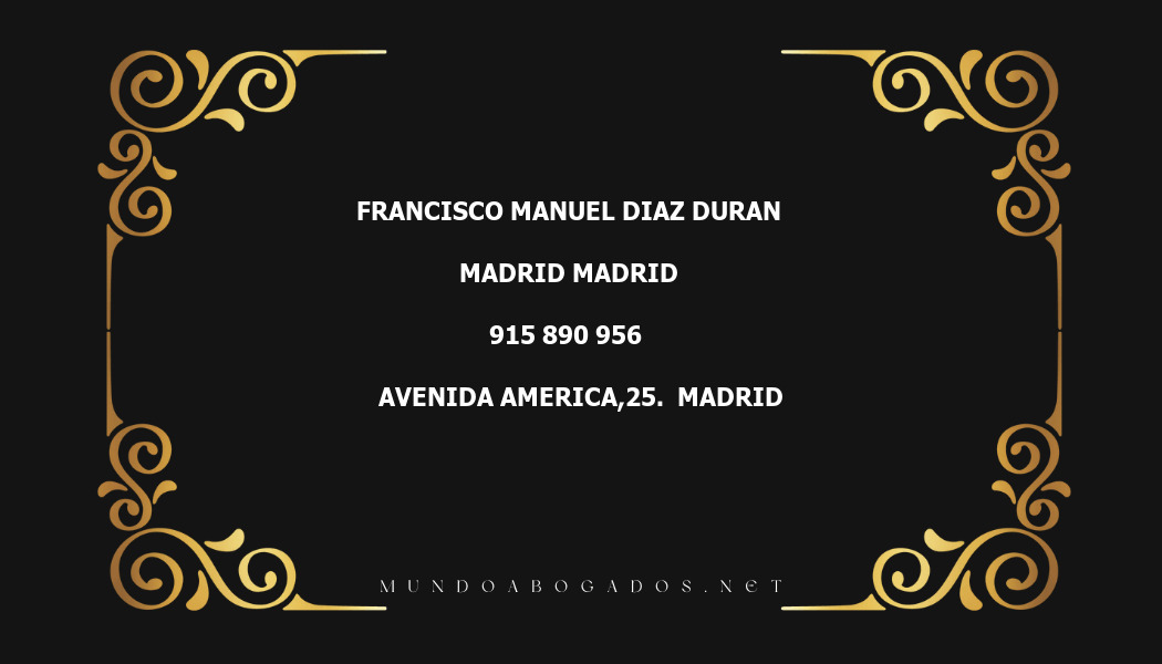 abogado Francisco Manuel Diaz Duran en la localidad de Madrid