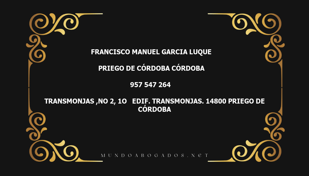 abogado Francisco Manuel Garcia Luque en la localidad de Priego de Córdoba