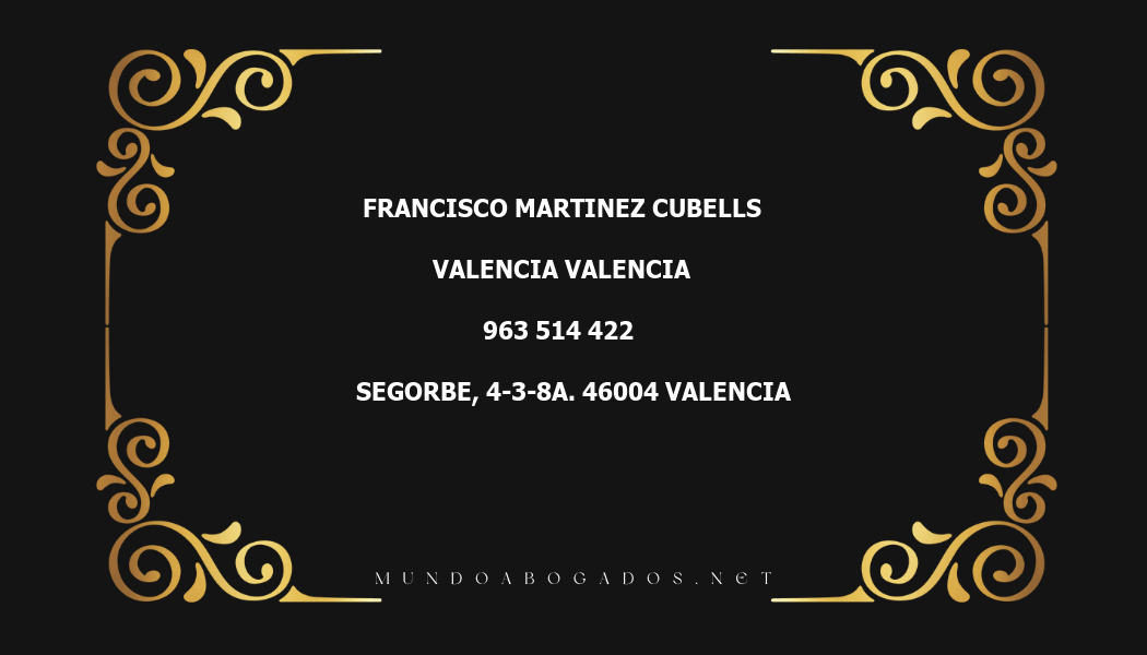 abogado Francisco Martinez Cubells en la localidad de Valencia