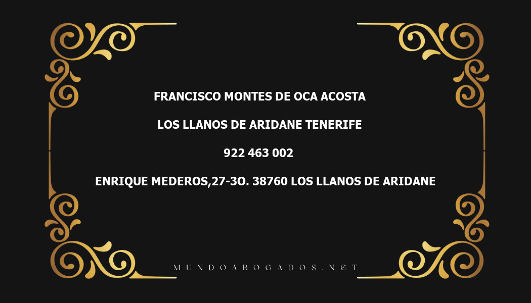 abogado Francisco Montes De Oca Acosta en la localidad de Los Llanos de Aridane