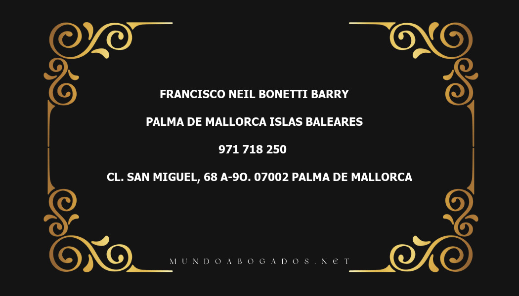 abogado Francisco Neil Bonetti Barry en la localidad de Palma de Mallorca