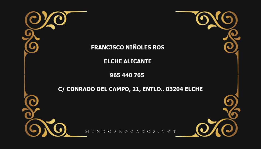 abogado Francisco Niñoles Ros en la localidad de Elche