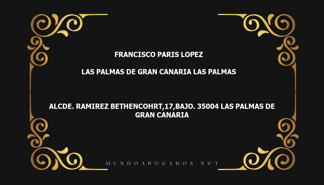 abogado Francisco Paris Lopez en la localidad de Las Palmas de Gran Canaria