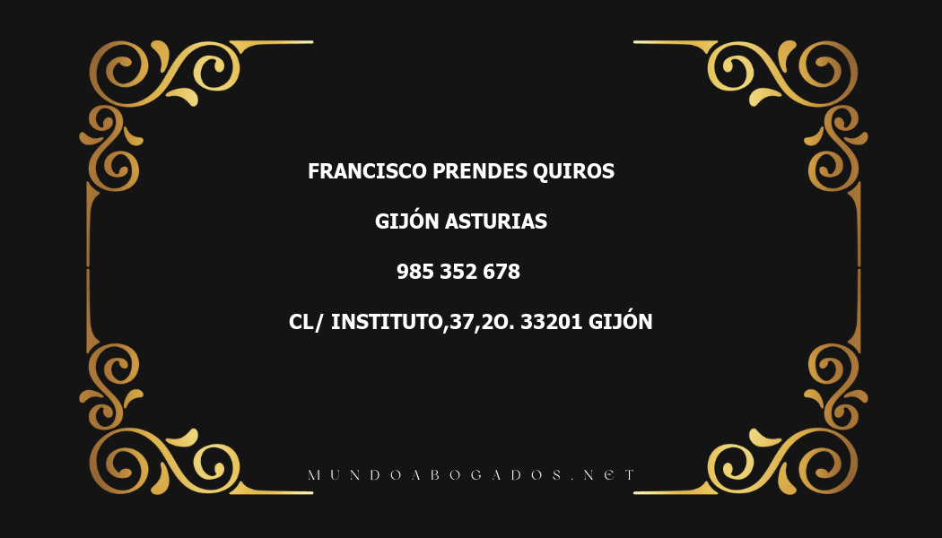 abogado Francisco Prendes Quiros en la localidad de Gijón