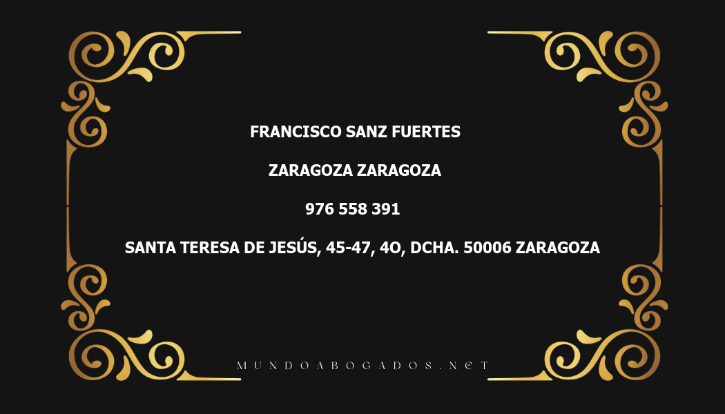 abogado Francisco Sanz Fuertes en la localidad de Zaragoza