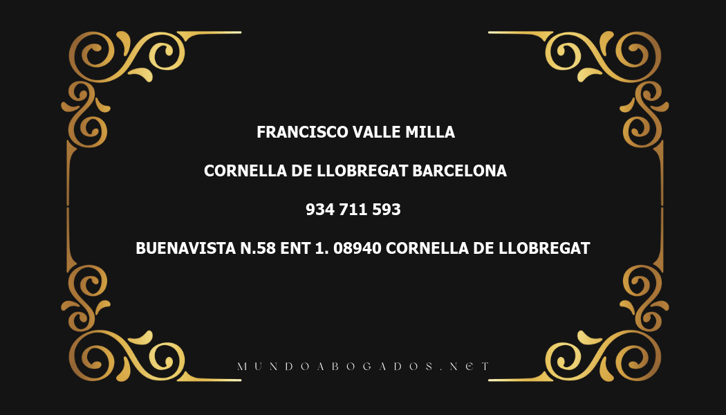 abogado Francisco Valle Milla en la localidad de Cornella de Llobregat