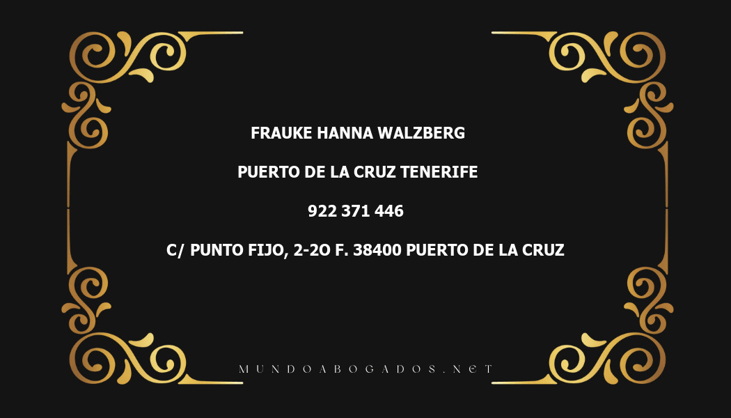 abogado Frauke Hanna Walzberg en la localidad de Puerto de la Cruz