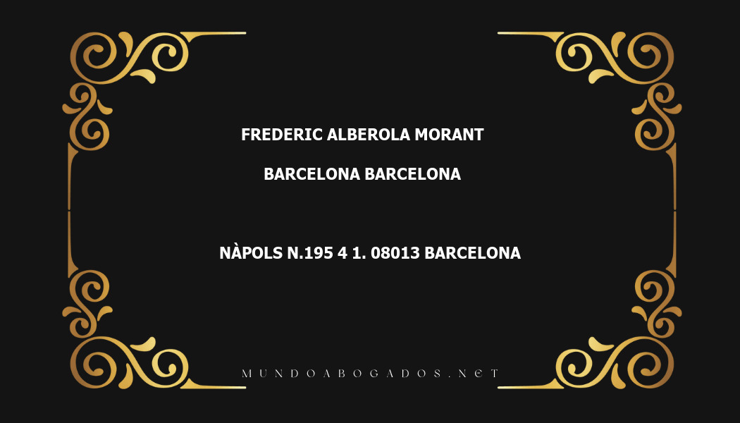 abogado Frederic Alberola Morant en la localidad de Barcelona