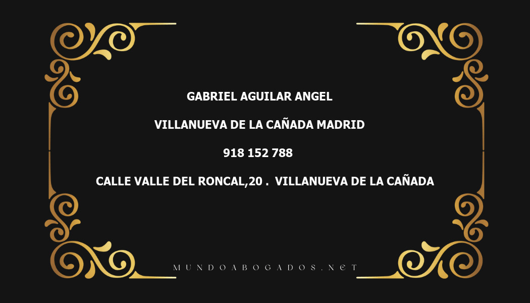 abogado Gabriel Aguilar Angel en la localidad de Villanueva de la Cañada