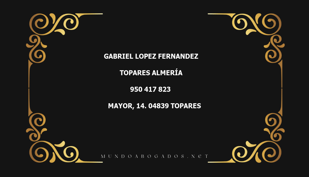 abogado Gabriel Lopez Fernandez en la localidad de Topares