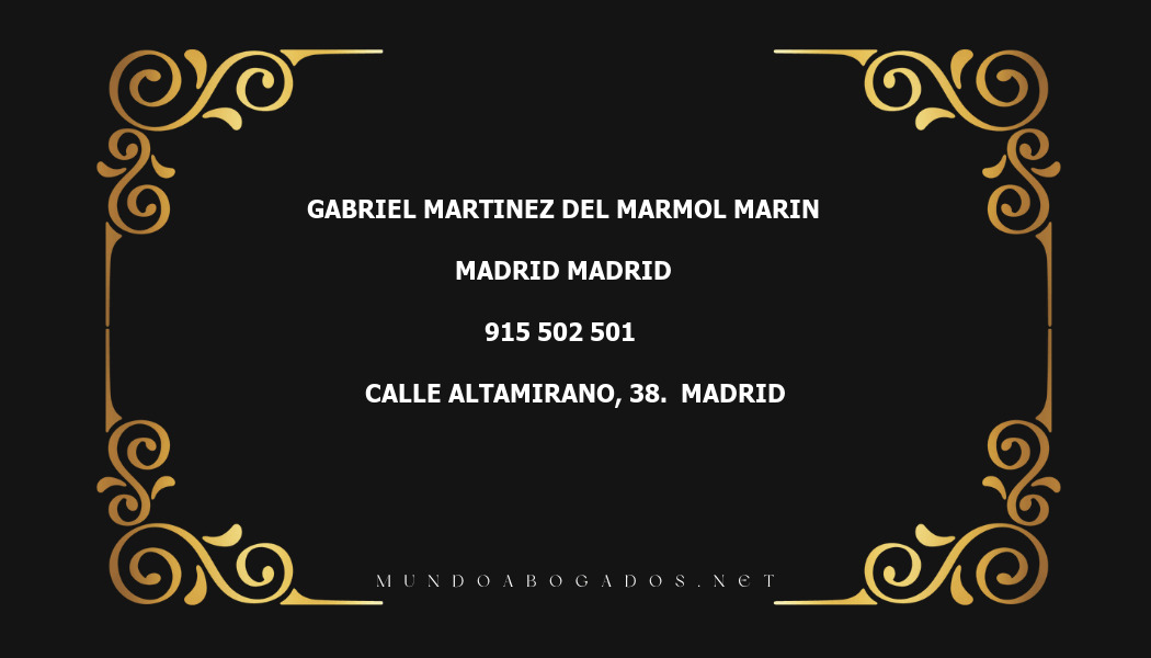 abogado Gabriel Martinez Del Marmol Marin en la localidad de Madrid