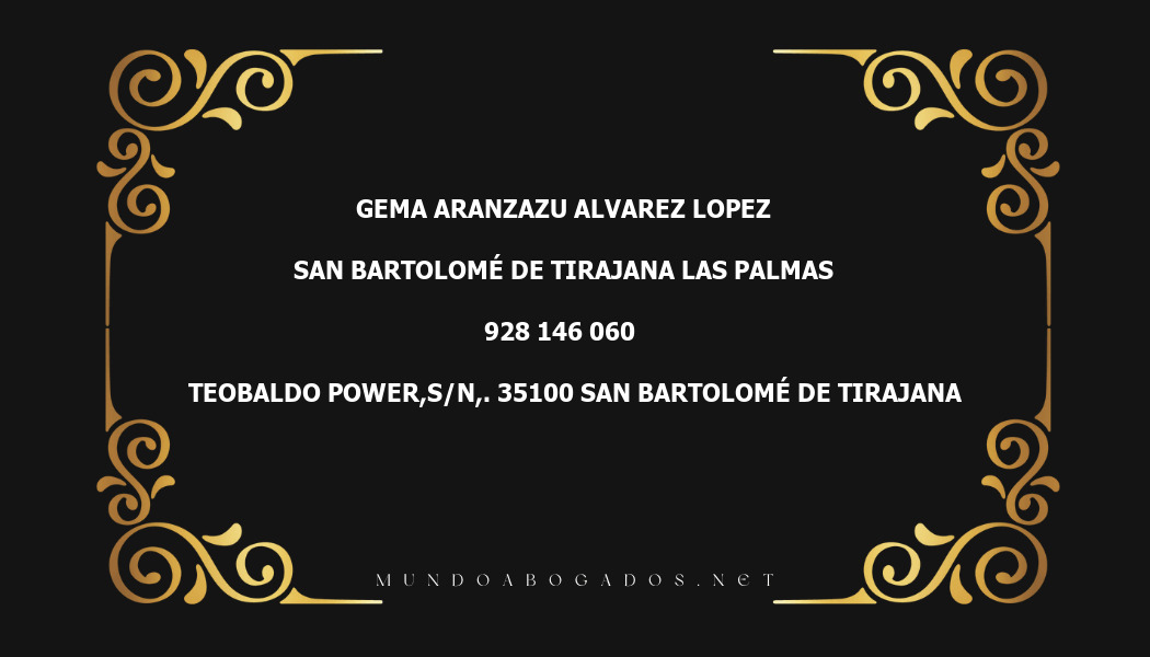 abogado Gema Aranzazu Alvarez Lopez en la localidad de San Bartolomé de Tirajana