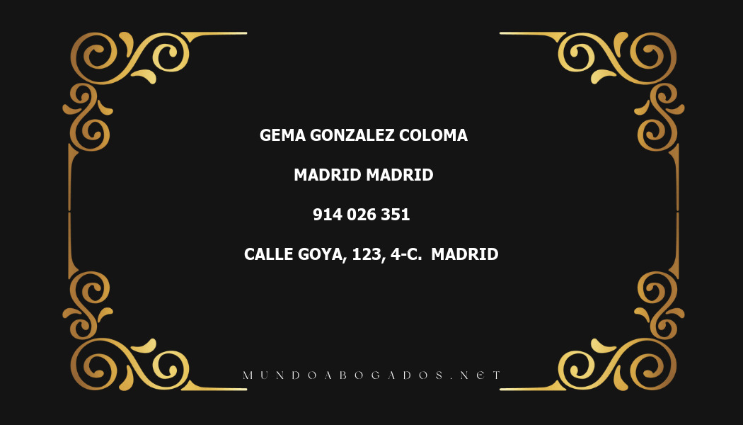 abogado Gema Gonzalez Coloma en la localidad de Madrid