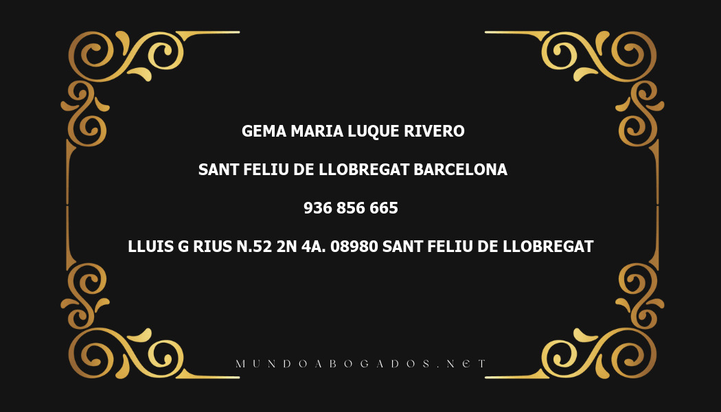 abogado Gema Maria Luque Rivero en la localidad de Sant Feliu de Llobregat