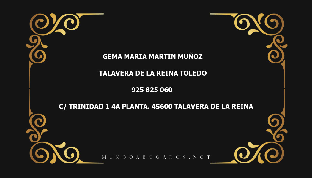 abogado Gema Maria Martin Muñoz en la localidad de Talavera de la Reina