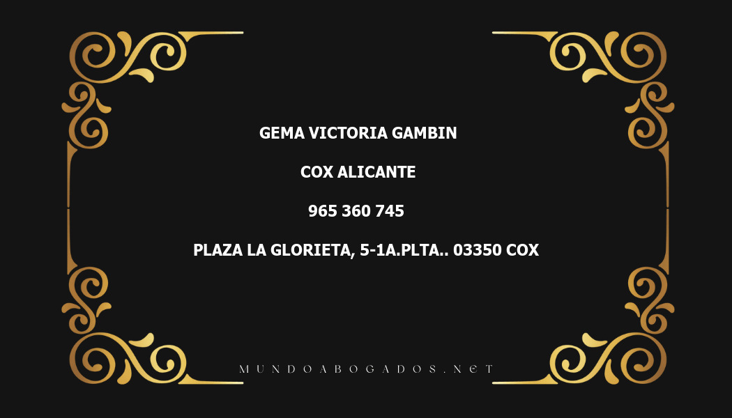 abogado Gema Victoria Gambin en la localidad de Cox