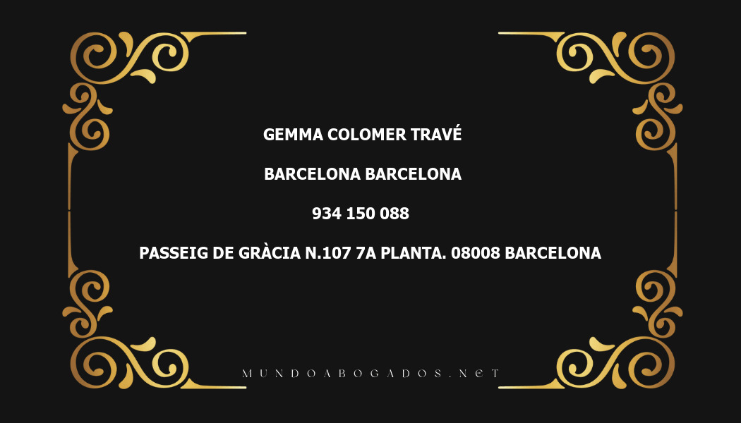 abogado Gemma Colomer Travé en la localidad de Barcelona