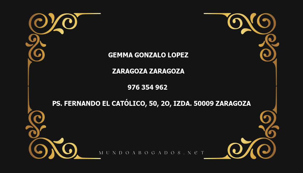 abogado Gemma Gonzalo Lopez en la localidad de Zaragoza