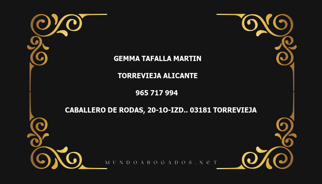 abogado Gemma Tafalla Martin en la localidad de Torrevieja