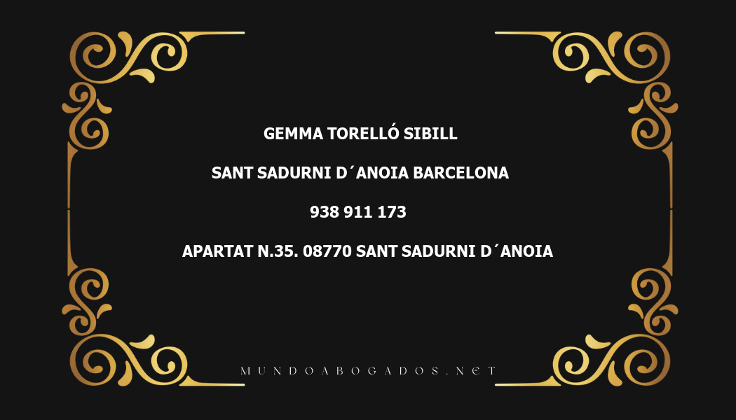 abogado Gemma Torelló Sibill en la localidad de Sant Sadurni d´Anoia