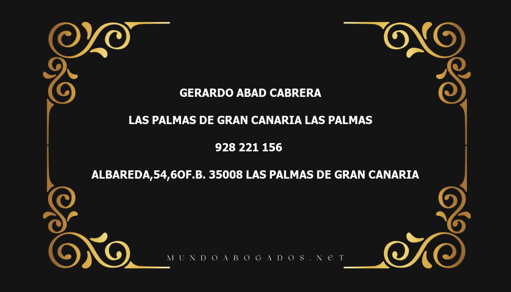 abogado Gerardo Abad Cabrera en la localidad de Las Palmas de Gran Canaria