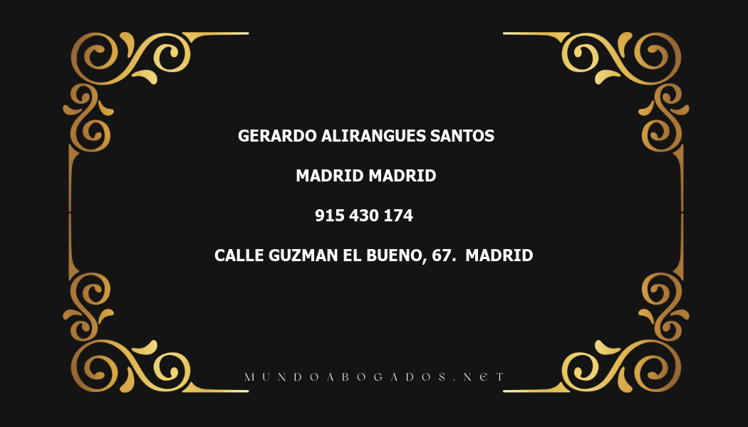 abogado Gerardo Alirangues Santos en la localidad de Madrid