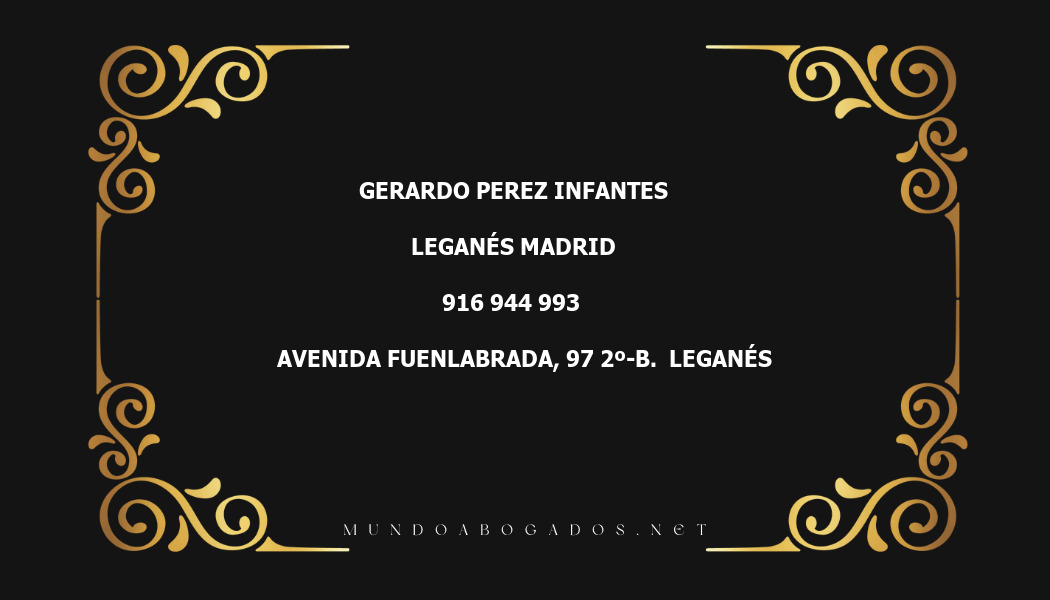 abogado Gerardo Perez Infantes en la localidad de Leganés