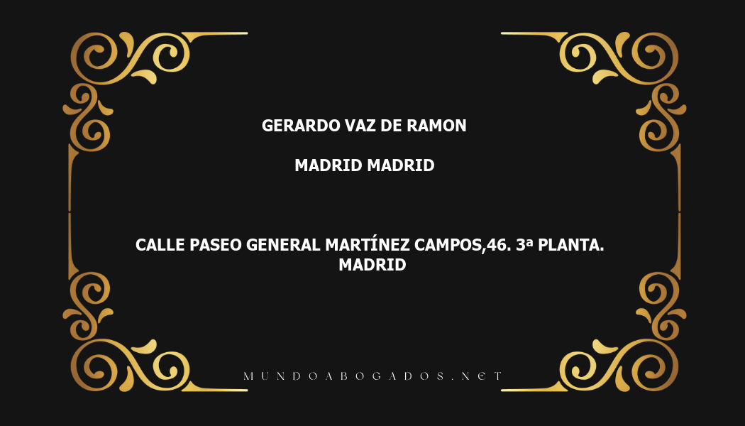 abogado Gerardo Vaz De Ramon en la localidad de Madrid