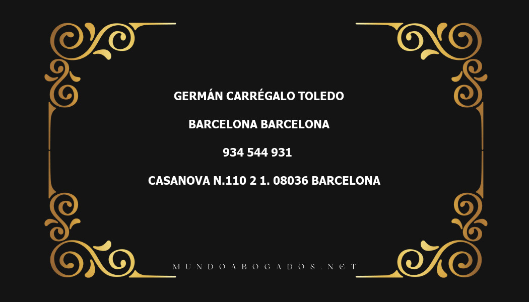 abogado Germán Carrégalo Toledo en la localidad de Barcelona