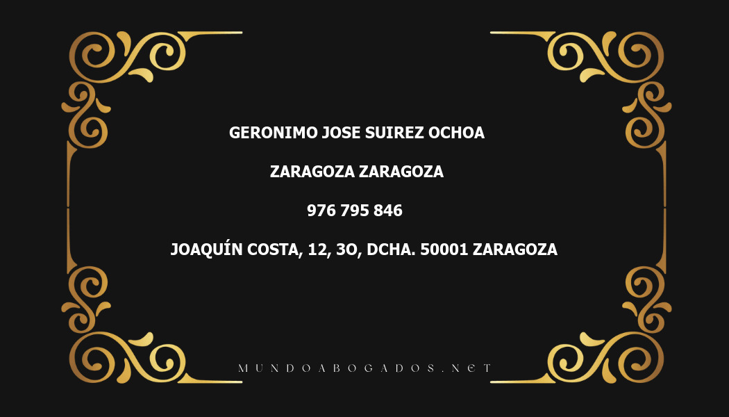 abogado Geronimo Jose Suirez Ochoa en la localidad de Zaragoza