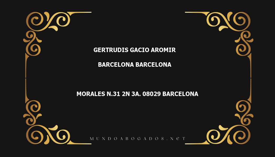 abogado Gertrudis Gacio Aromir en la localidad de Barcelona