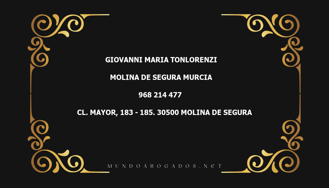 abogado Giovanni Maria Tonlorenzi en la localidad de Molina de Segura