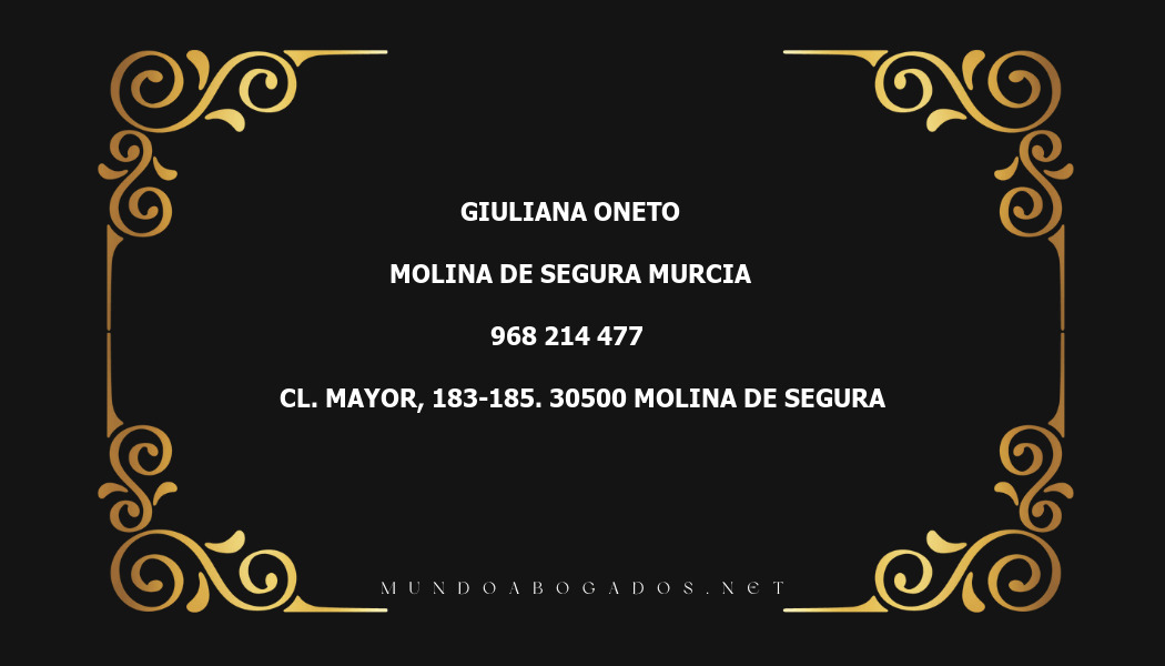 abogado Giuliana Oneto en la localidad de Molina de Segura