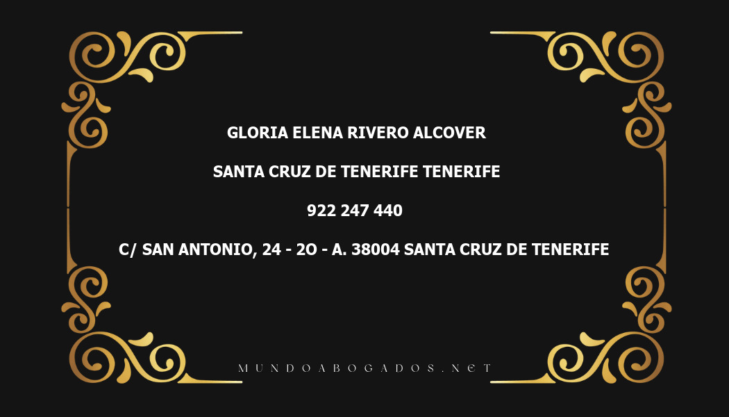 abogado Gloria Elena Rivero Alcover en la localidad de Santa Cruz de Tenerife