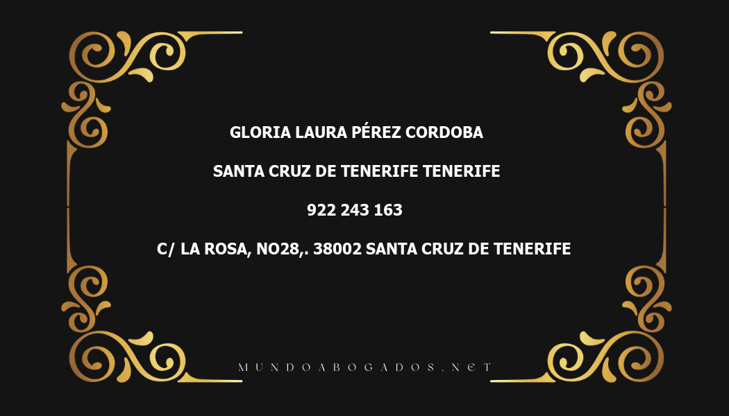 abogado Gloria Laura Pérez Cordoba en la localidad de Santa Cruz de Tenerife