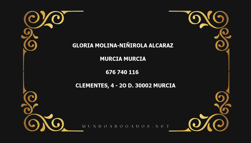 abogado Gloria Molina-Niñirola Alcaraz en la localidad de Murcia