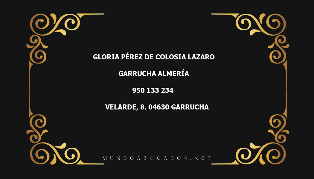 abogado Gloria Pérez De Colosia Lazaro en la localidad de Garrucha