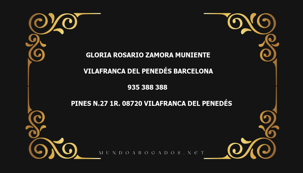 abogado Gloria Rosario Zamora Muniente en la localidad de Vilafranca del Penedés