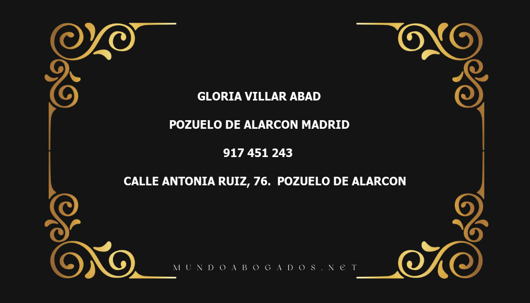 abogado Gloria Villar Abad en la localidad de Pozuelo de Alarcon