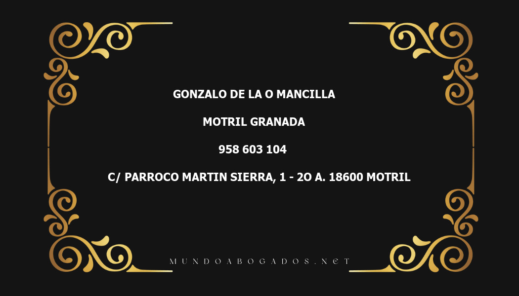 abogado Gonzalo De La O Mancilla en la localidad de Motril