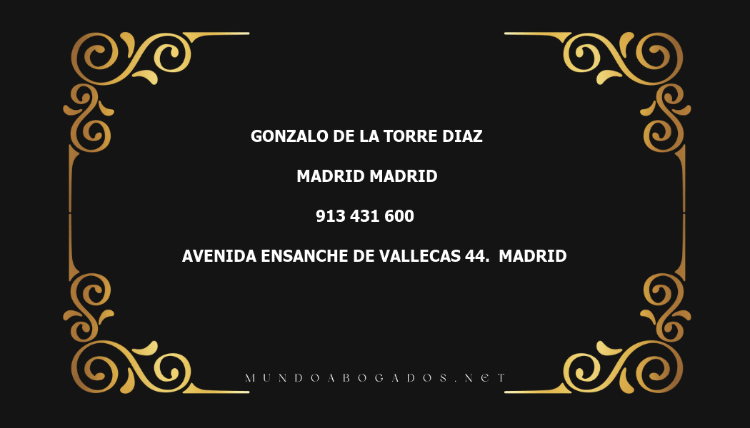 abogado Gonzalo De La Torre Diaz en la localidad de Madrid