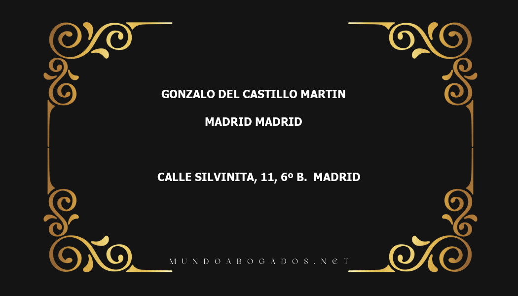 abogado Gonzalo Del Castillo Martin en la localidad de Madrid