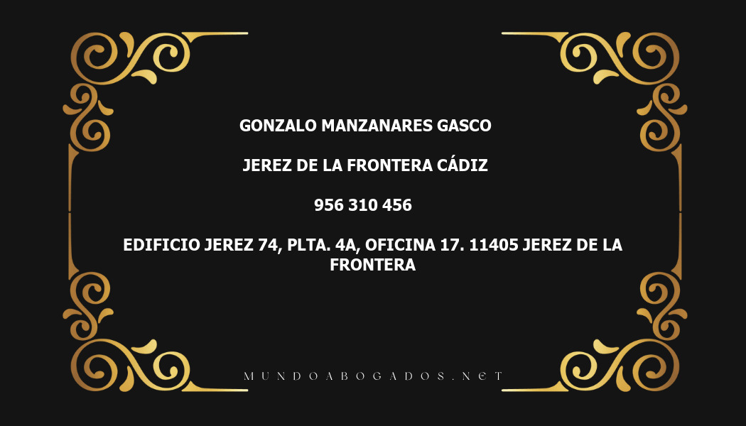 abogado Gonzalo Manzanares Gasco en la localidad de Jerez de la Frontera