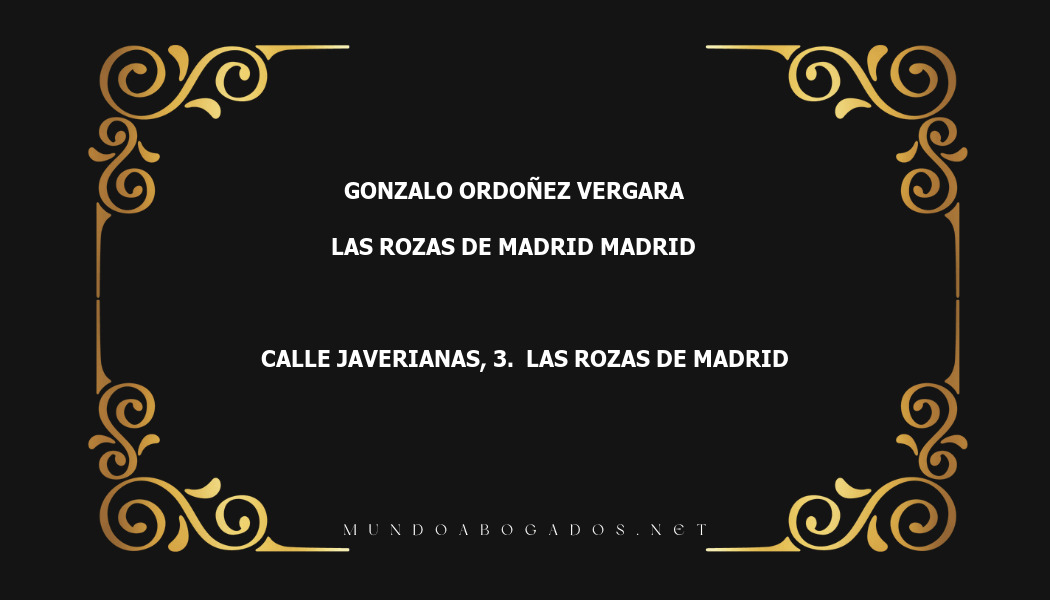 abogado Gonzalo Ordoñez Vergara en la localidad de Las Rozas de Madrid