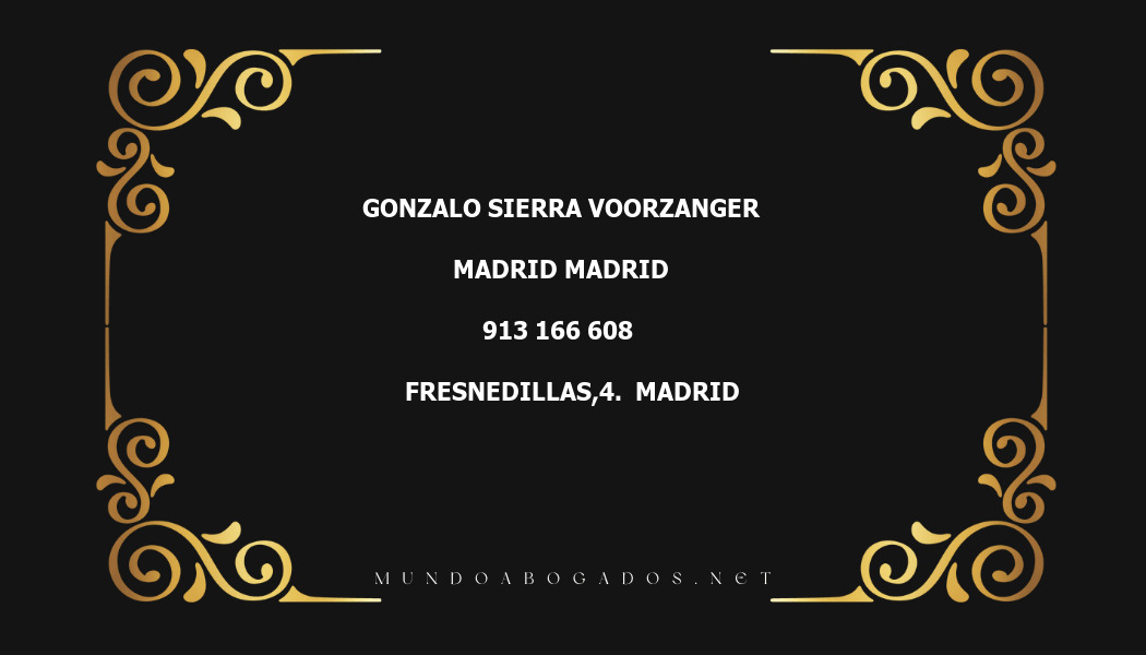 abogado Gonzalo Sierra Voorzanger en la localidad de Madrid