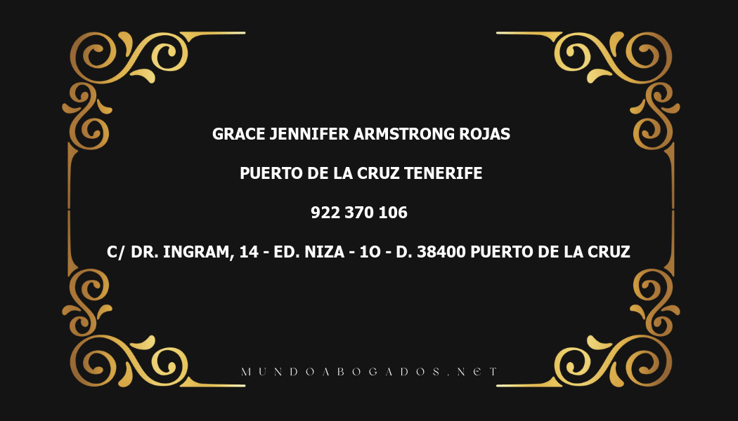 abogado Grace Jennifer Armstrong Rojas en la localidad de Puerto de la Cruz