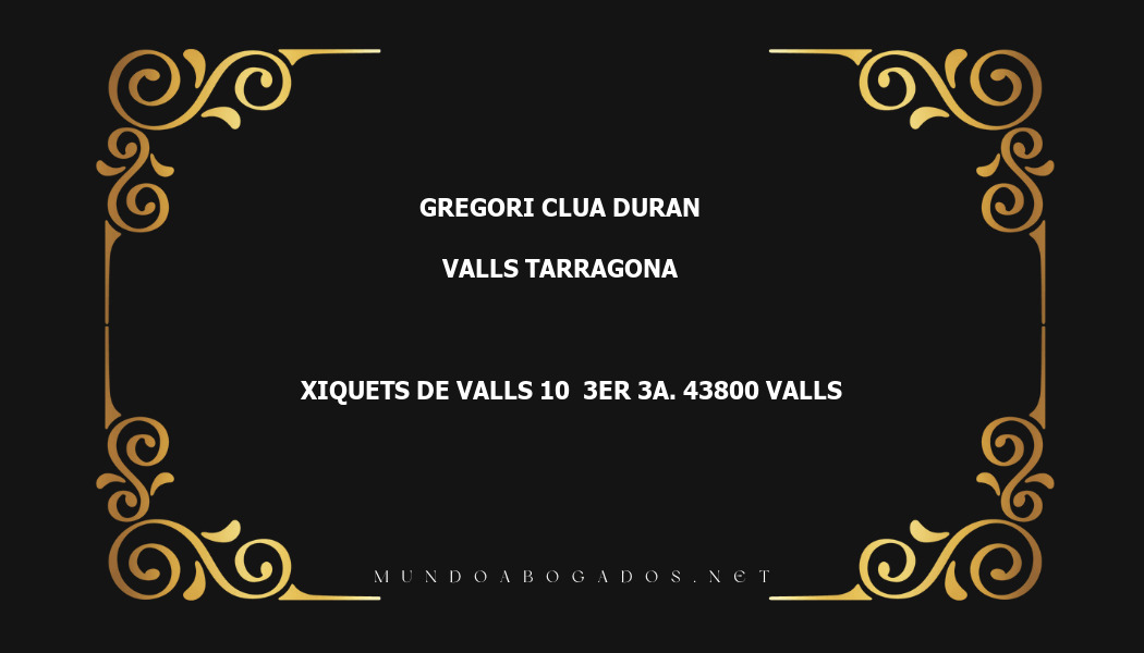 abogado Gregori Clua Duran en la localidad de Valls