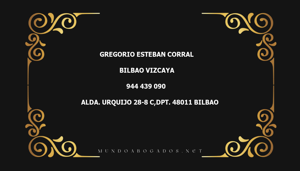 abogado Gregorio Esteban Corral en la localidad de Bilbao