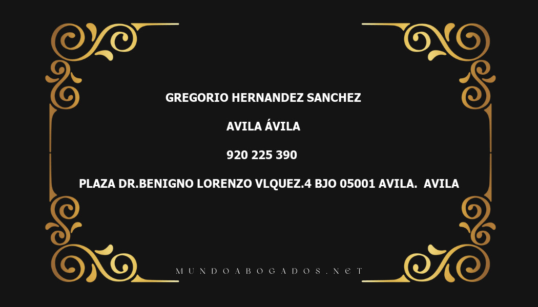 abogado Gregorio Hernandez Sanchez en la localidad de Avila